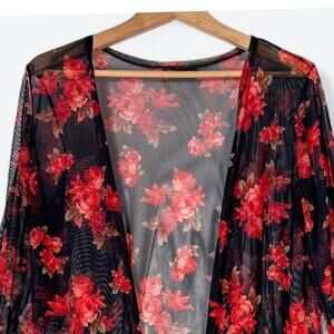 JM Fleurette Sheer Mesh Y2K Long Cardigan Womens XL Whimsygoth Dark Fairy